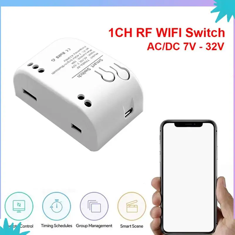 ABZW 3X 1CH RFスイッチ 7-32V AC DC WIFI Tuyaリモートコントロール 433 ライトスイッチ 10A リレー セルフロック インターロック インチング