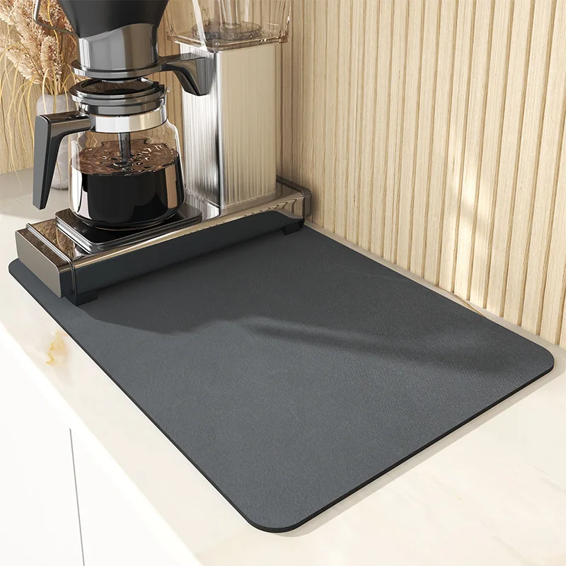 Coffee Mat Coffee Maker Espresso Machine Mat Kitchen Accessories for Countertops Bar Table Absorbent Dish Drying Coffeware