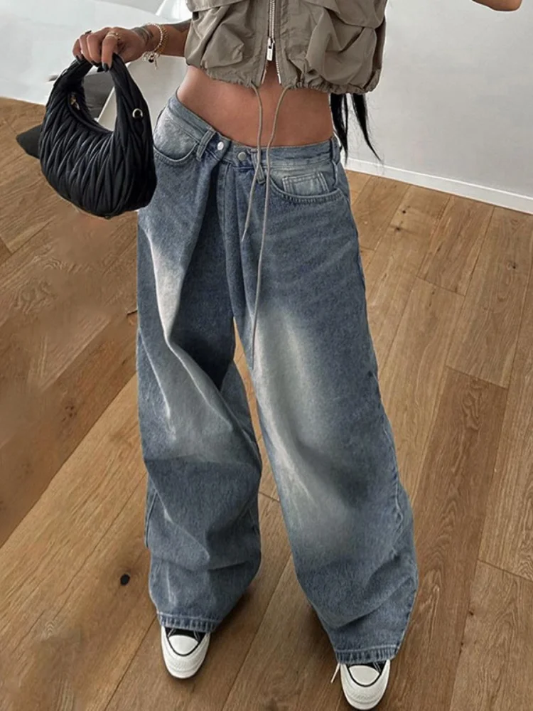 Deeptown Y2k 90s Vintage Streetwear Low Waist Cargo Pants American Retro Fashion Casual Baggy Oversized Denim Trousers 2024 Chic