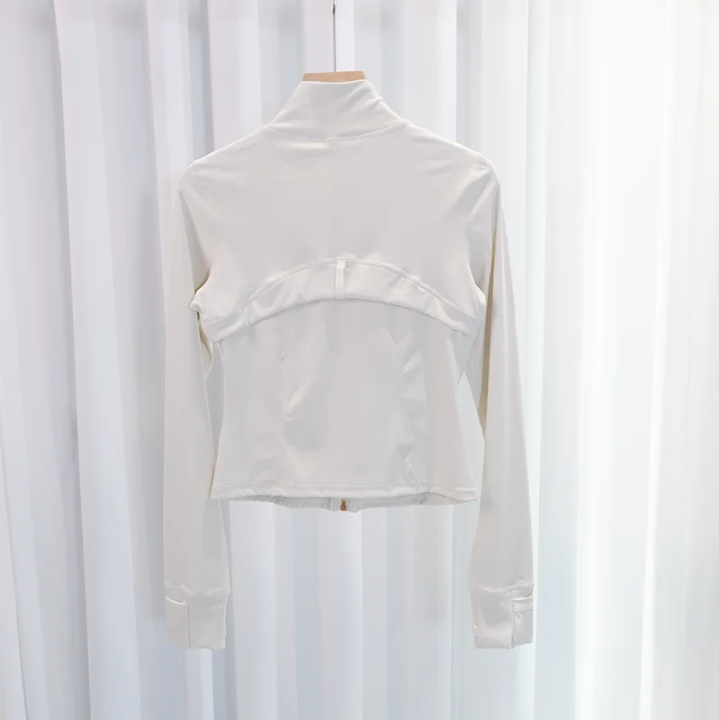 Women's Yoga Short Sports Jacket with Gold Zipper - Slim Fit Gym Workout Jacket image 2