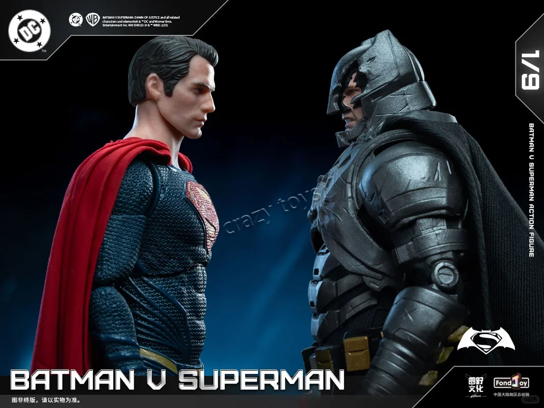 En Stock, Set de Figuras Fondjoy a Escala 1/9 de Batman vs Superman, Batman y Superman Blindados con Efectos de Batalla, Edición Limitada de DC