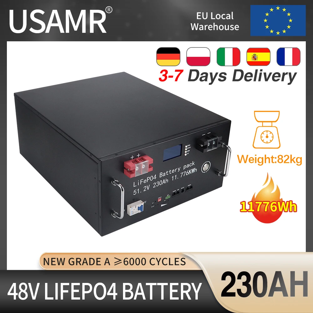 

New 48V LiFePO4 Battery Pack 230AH Built-in BMS Lithium Iron Phosphate Cells 6000 Cycles For RV Campers Golf Cart Solar TAX FREE