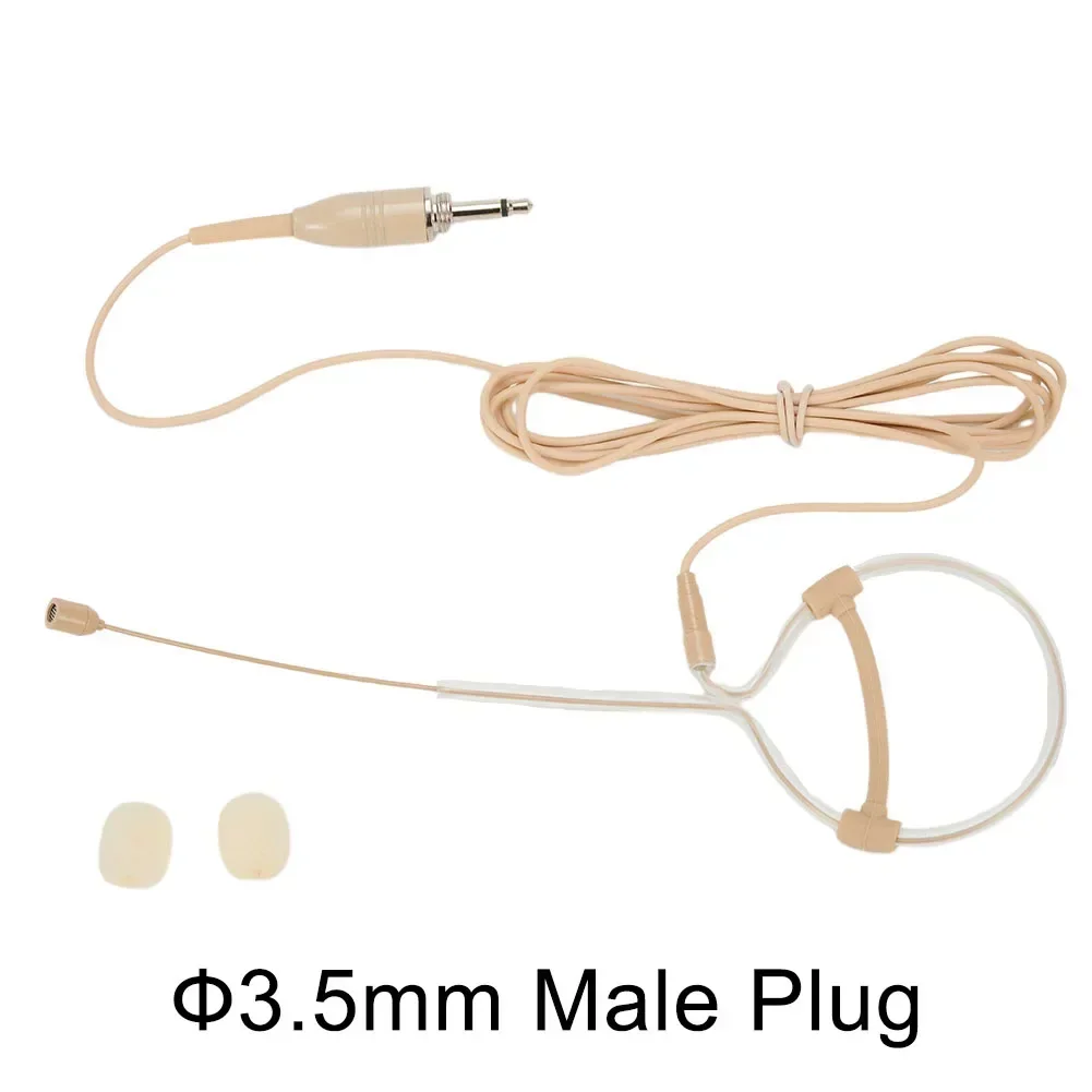 Beige Single Ears Hook Headset Mic Headworn Microphone Hand-3.5mm 3Pin 4Pin XLR Plug With Microphone Cover