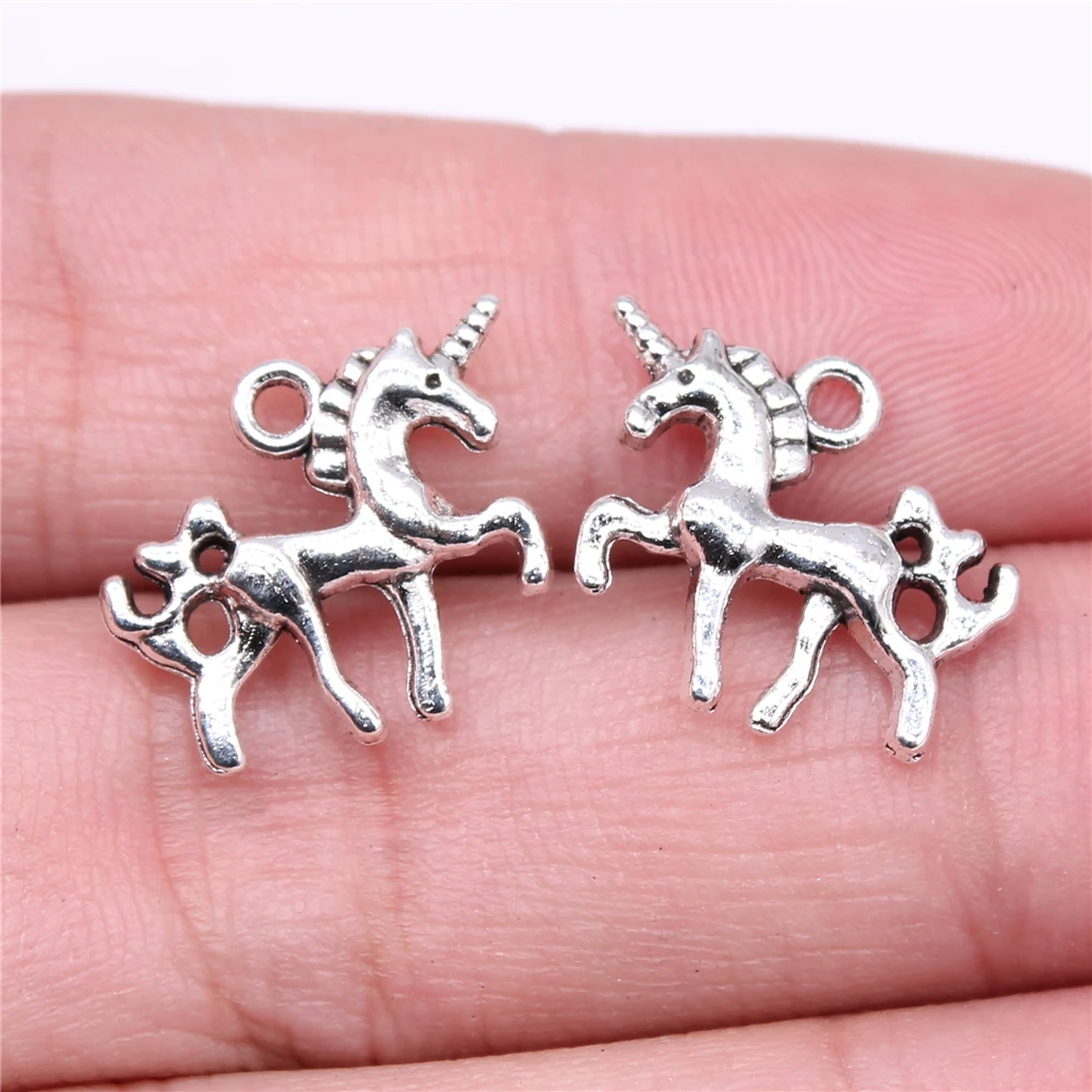 

Wholesale 200pcs/bag Charms Wholesale 19x14mm Unicorn Charms Wholesale DIY Jewelry Findings Antique Silver Color Alloy Charms