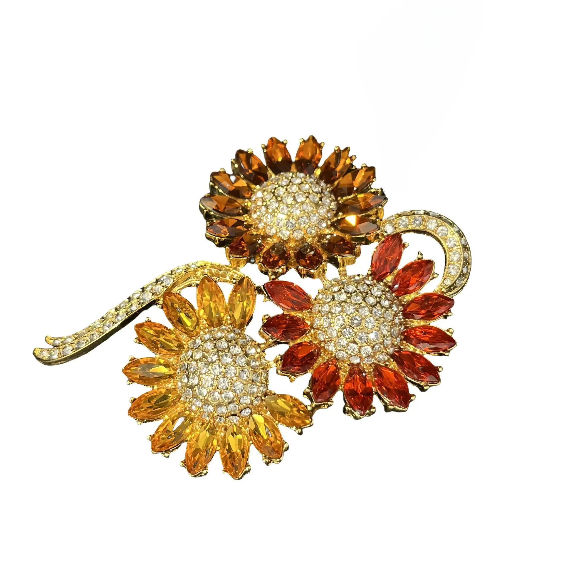 

Vintage Fancy Zircon Sunflower Brooch for Women ,Designer Jewelry Luxury Floral Pin