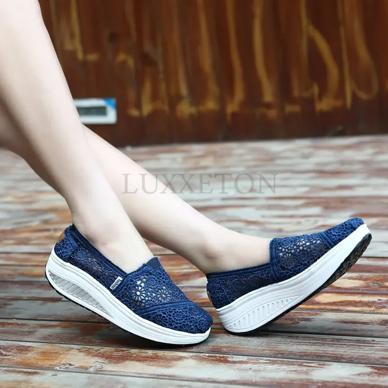 Women Mesh Shoes New Trend Autumn Female Cool Net Shoes Breathable Lace Shake Women Footwear Casual Shoes Mom Shoe