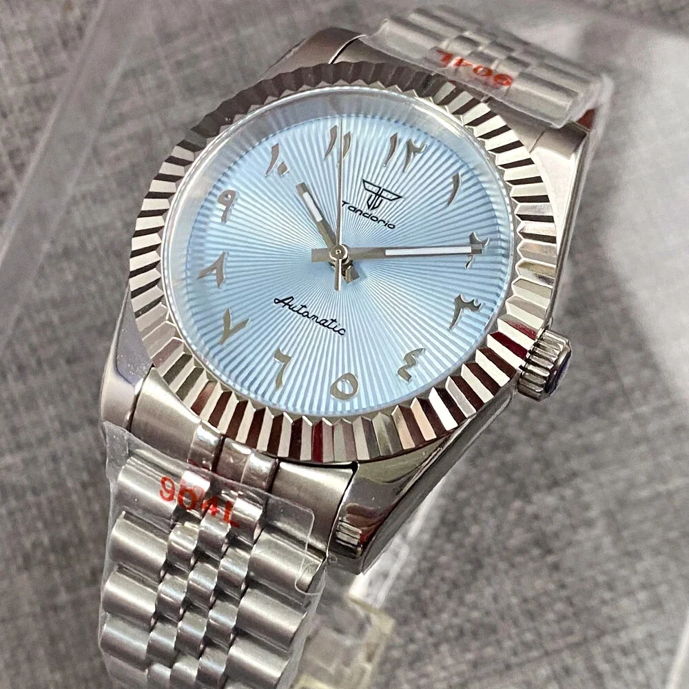 Tandorio 36mm/39mm Arabic Numerals Business NH35A Automatic Diving Men Watch Slide Buckle Jubilee Strap Sapphire Glass Luminous