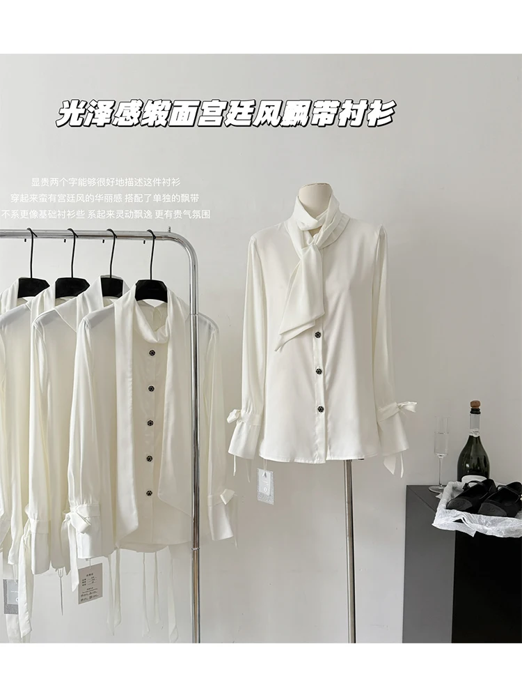 

Women's White Shirts Blouses Y2k Vintage 90s Aesthetic Korean Harajuku 2000s Elegant Long Sleeve Shirt Top Clothes Autumn 2024