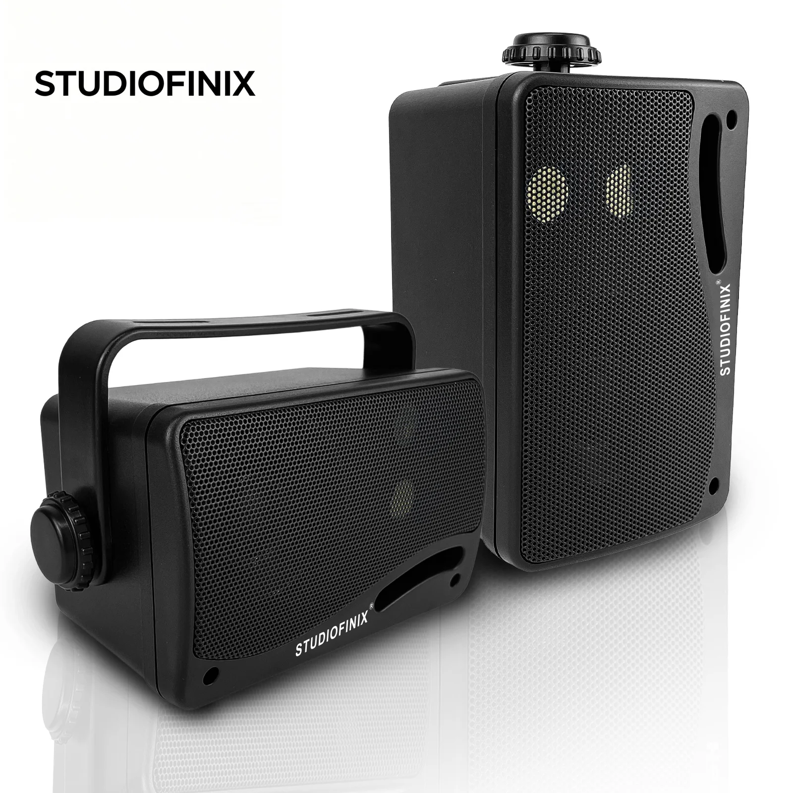 STUDIOFINIX 2PCS 200W 3.5‘’ 3-Way Passive Clear Sound Outdoor Wired Speakers - Weatherproof Wall Mount for Patio Marine Boat