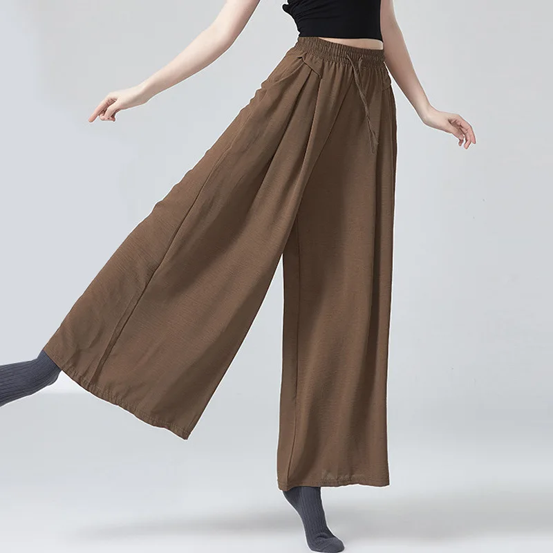 الرقص الكلاسيكي الأنيق فضفاض ورقيق واسعة الساق السراويل الرقص السراويل الصينية الحديثة ممارسة الرقص الجسم