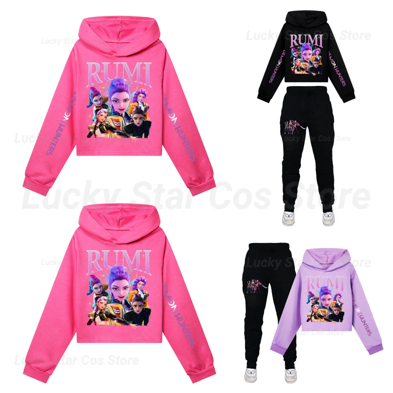 

2025 New Demon Hunter Cartoon Girls Boy Hooded Sweatshirt Warm Children's Korean Fashion Casual Tops Casual Girls Clothing