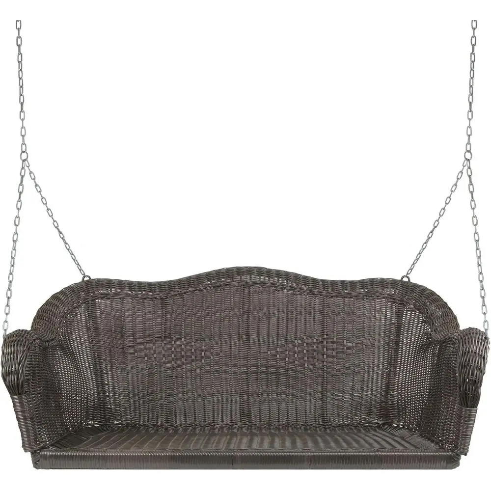 

Handwoven Resin Wicker Swing with Chain, Northlight Porch Swing, Chocolate Brown