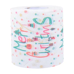 1 Roll Christmas Toilet Roll Tissue Wood Pulp Home Roll Paper Printed Roll Paper Funny Roll Paper Christmas Roll Paper