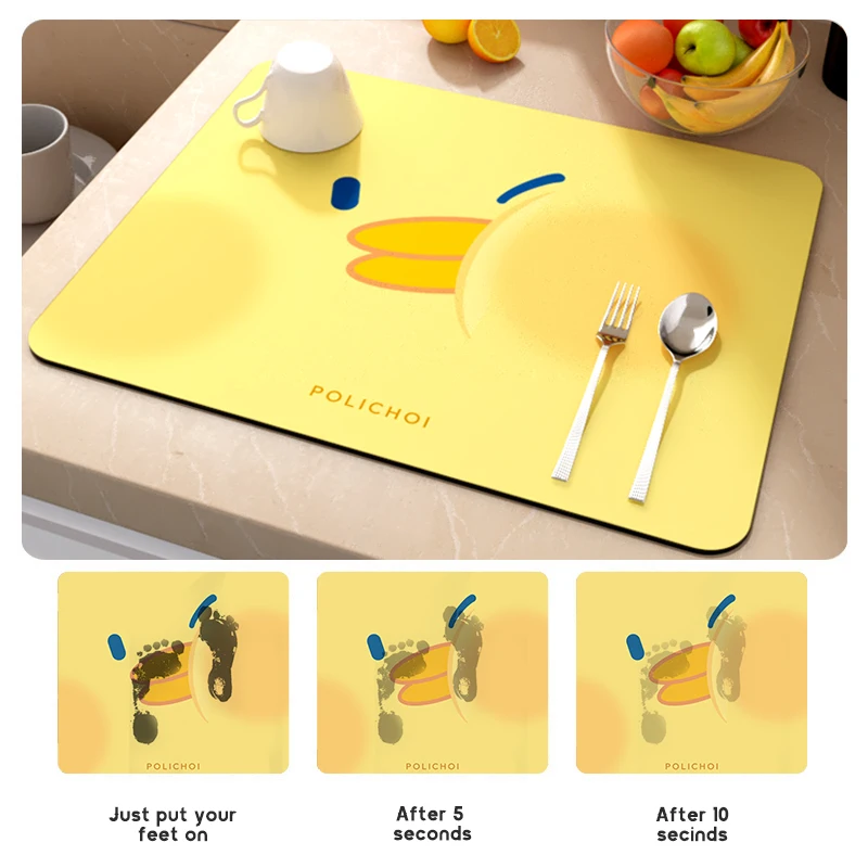 Quick Drying Dish Mat Kitchen Tableware Coffee Draining Pad Dinnerware Cup Bottle Placemat Super Absorbent Mat Drain Rug