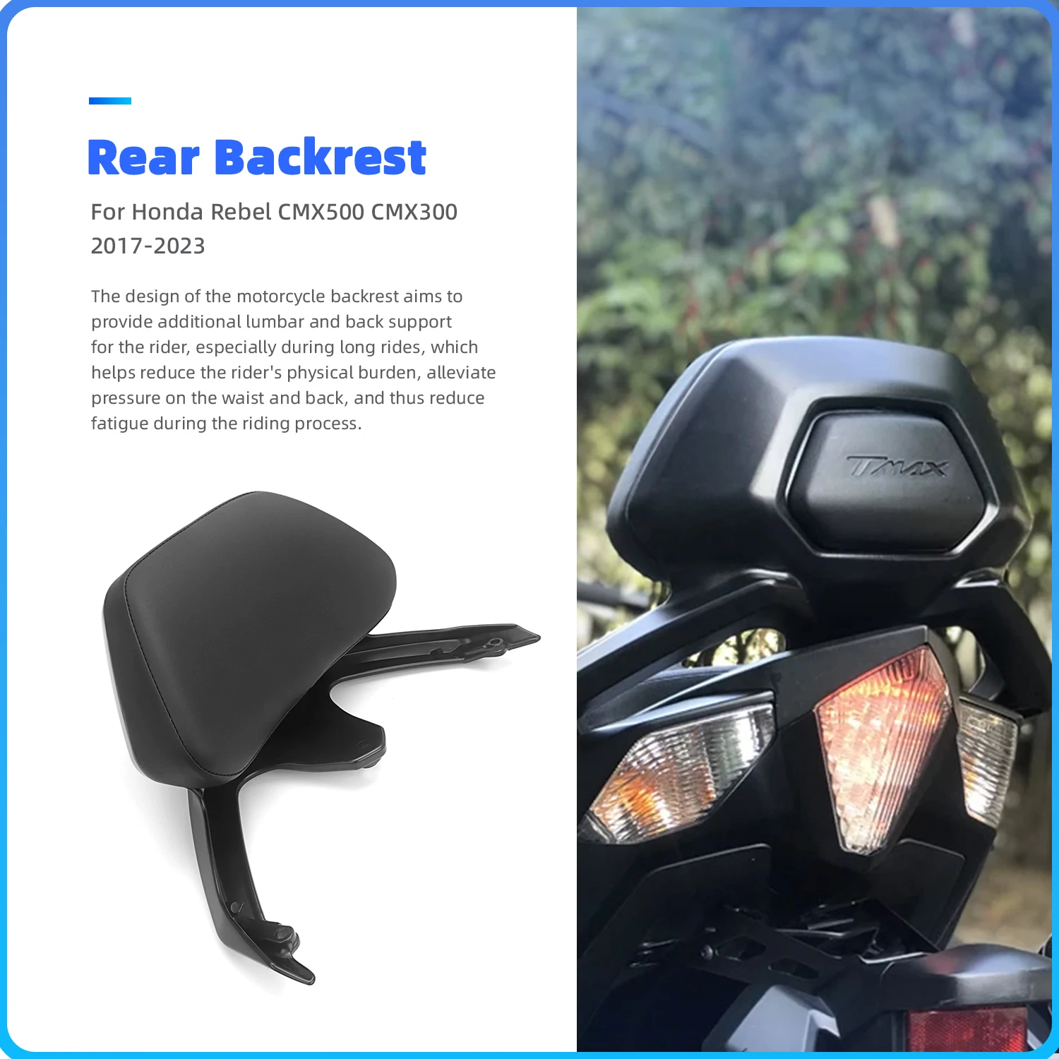 Motorcycle Driver Rider Backrest Cushion Pad For YAMAHA TMAX530 T-MAX TMAX 530 2012-2016 Passenger Sissy Bar Black