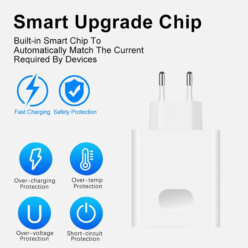 6A 66W Super Fast EU Wall Charger For Huawei Mate 40 50 60 P50 Nova 8 9 10 Honor 90 100 X7 X8 X9 Magic Type C Charging USB Cable