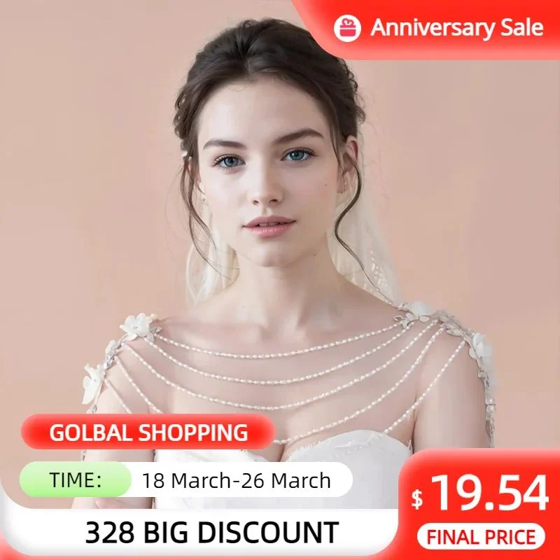 SG19 Bridal Shoulder Jewelry Layered Necklace Rhinestones Chain Plus Size Necklaces Jewelry for Women Neck Decoration Top Beleo