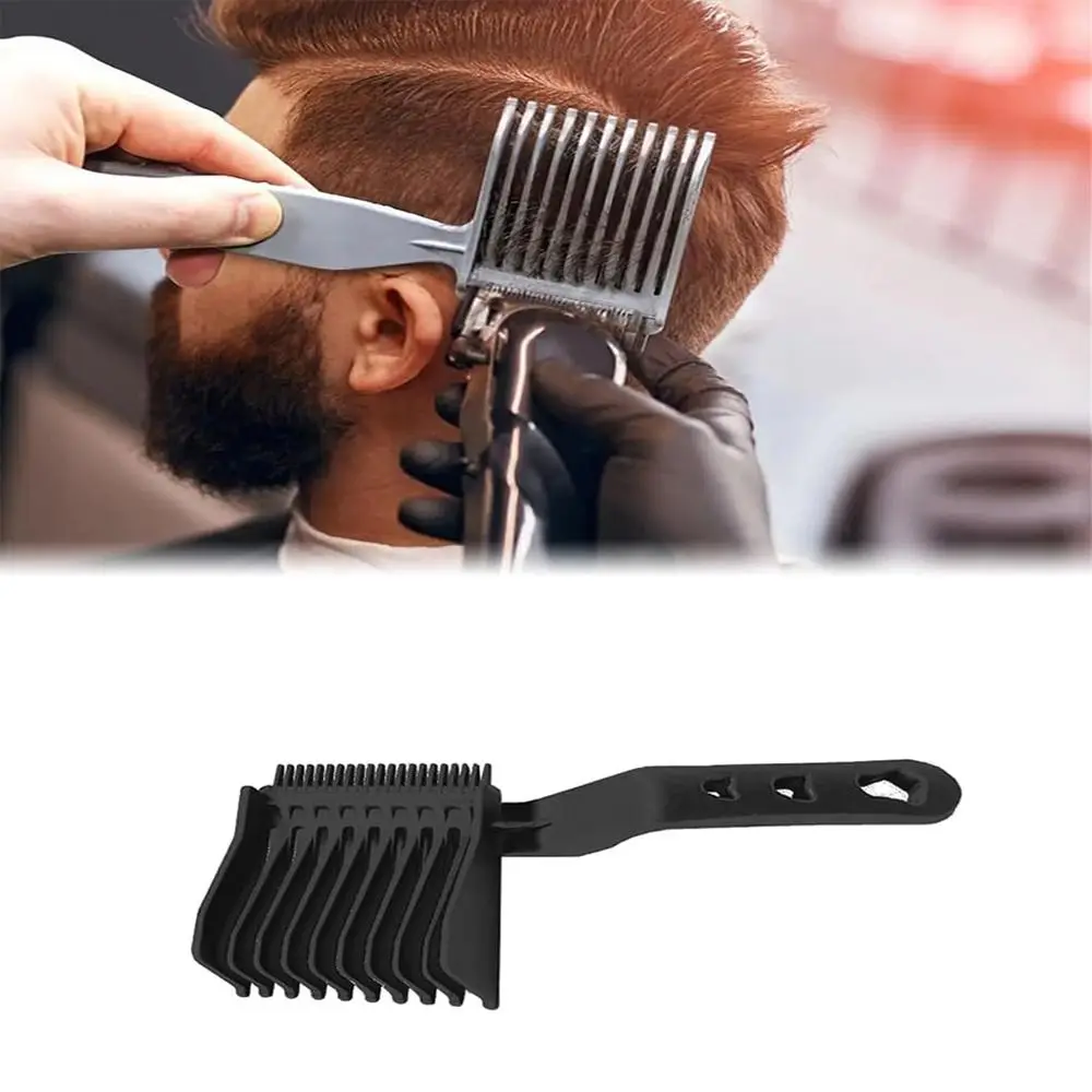 Ferramenta de estilo masculino barbeiro fade pentes ergonômico plástico corte de cabelo pente barbeiro suprimentos gradiente design curvo posicionamento pente