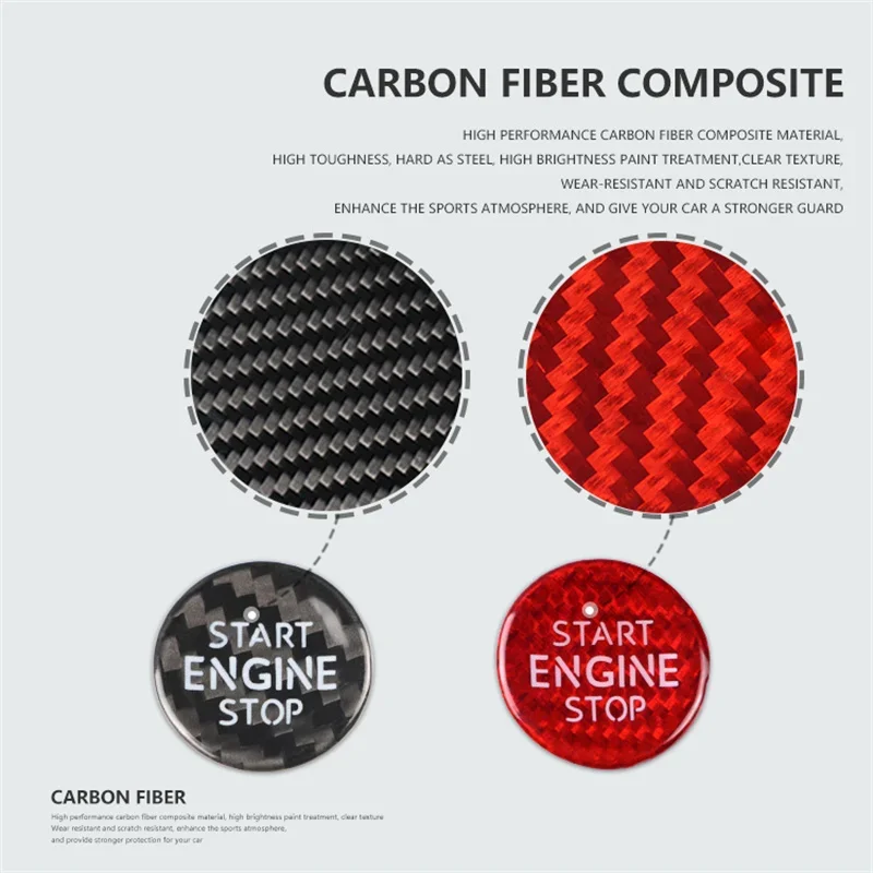 Couvercle de bouton de démarrage et d'arrêt du moteur de voiture, autocollant en fibre de carbone véritable, VW Volkswagen Touareg, 2019, 2020, 2021, 2022