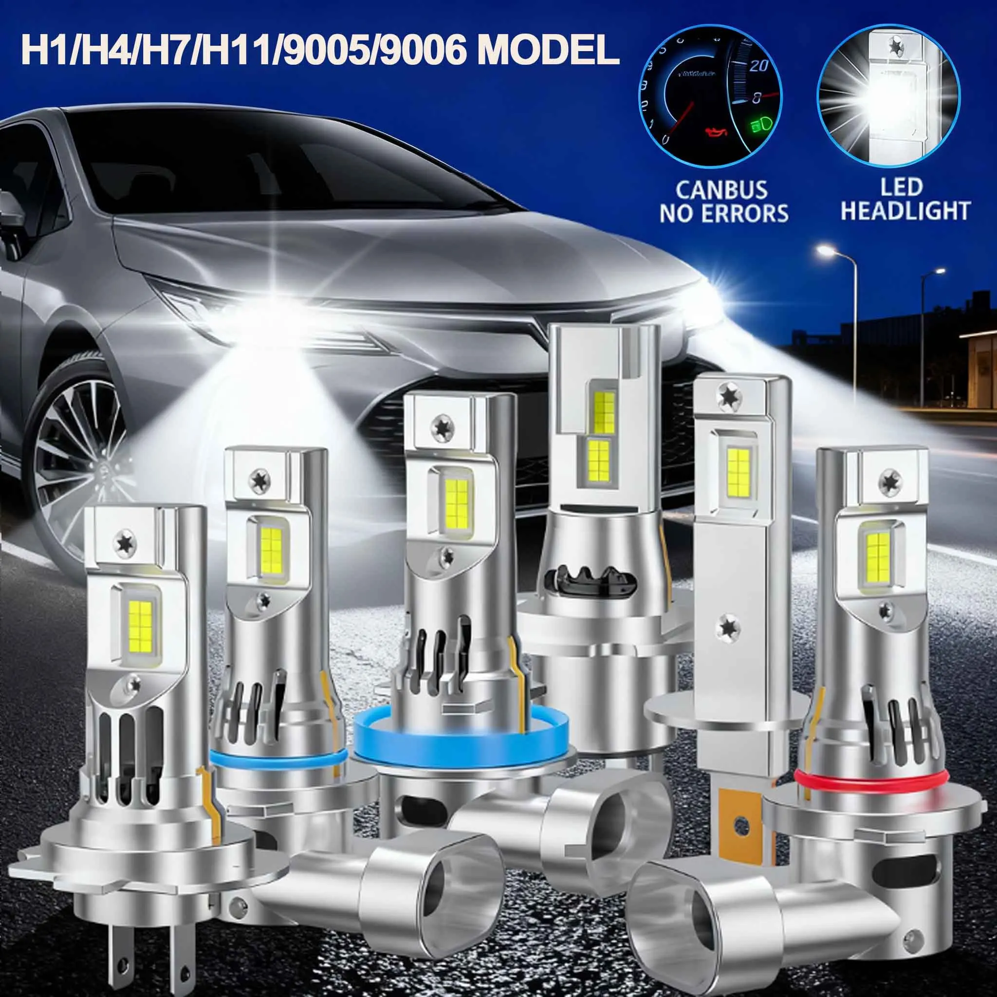 مصباح LED للسيارة 9005 HB3 HB4 9006 Canbus 30000LM H1 H4 H7 H11 كشافات أمامية تلقائية عالية الطاقة مع مروحة تبريد 6500K أبيض #1