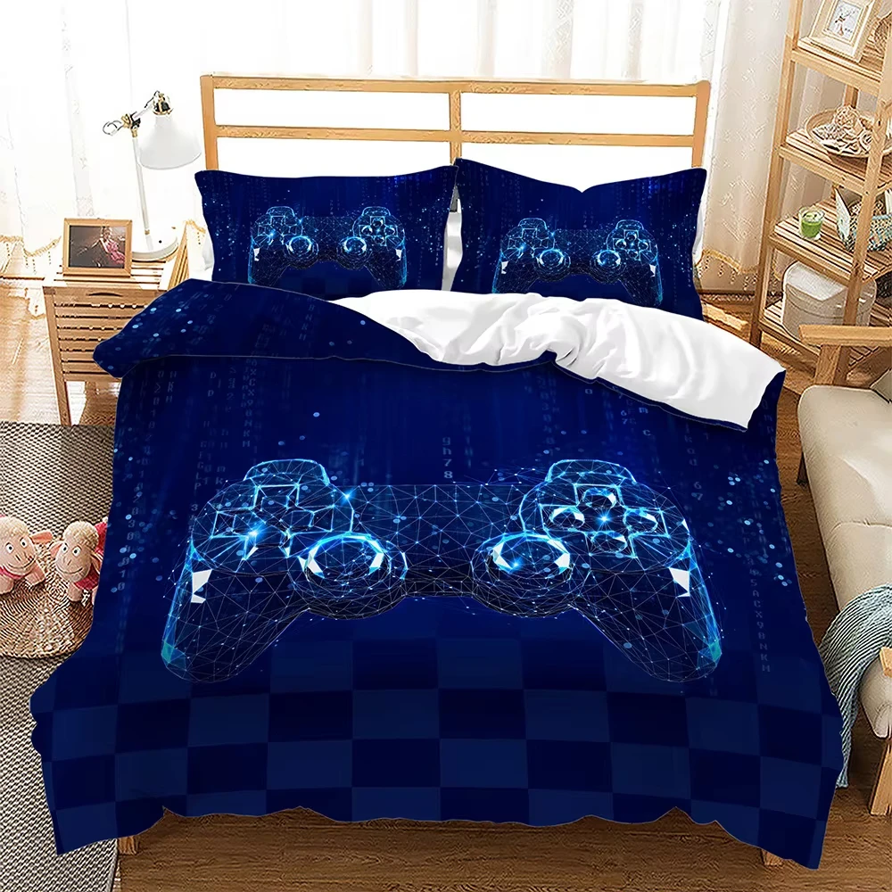 Teens Gamepad Duvet Cover Modern Gamer Comforter Cover Twin Full Video Game Bedding Set Player Gaming Joystick Bedspread Cover