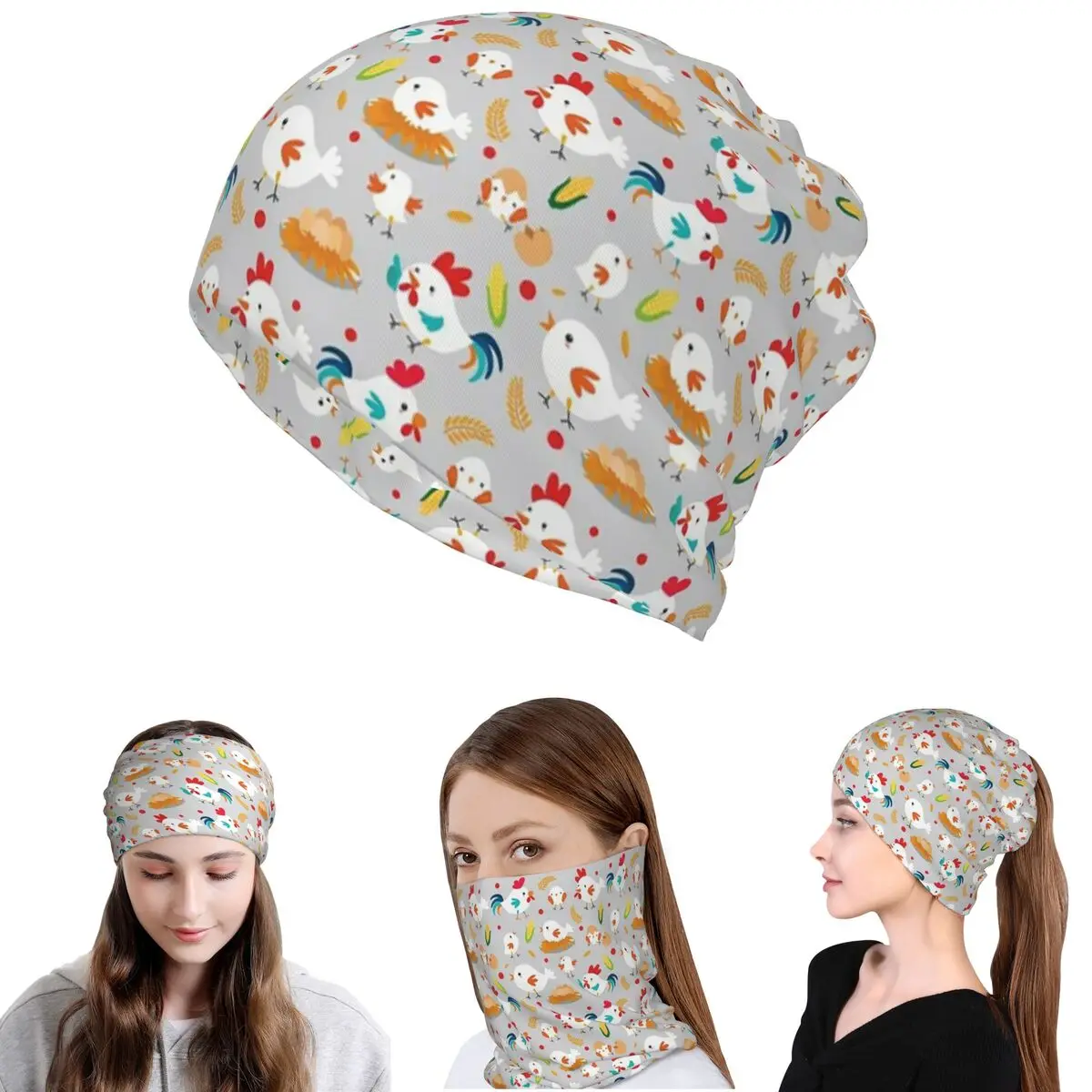 

Cute Chicken Family Bandana Neck Gaiter Wrap Scarf Warm Face Mask Beanies Hat Unisex Adult Winter