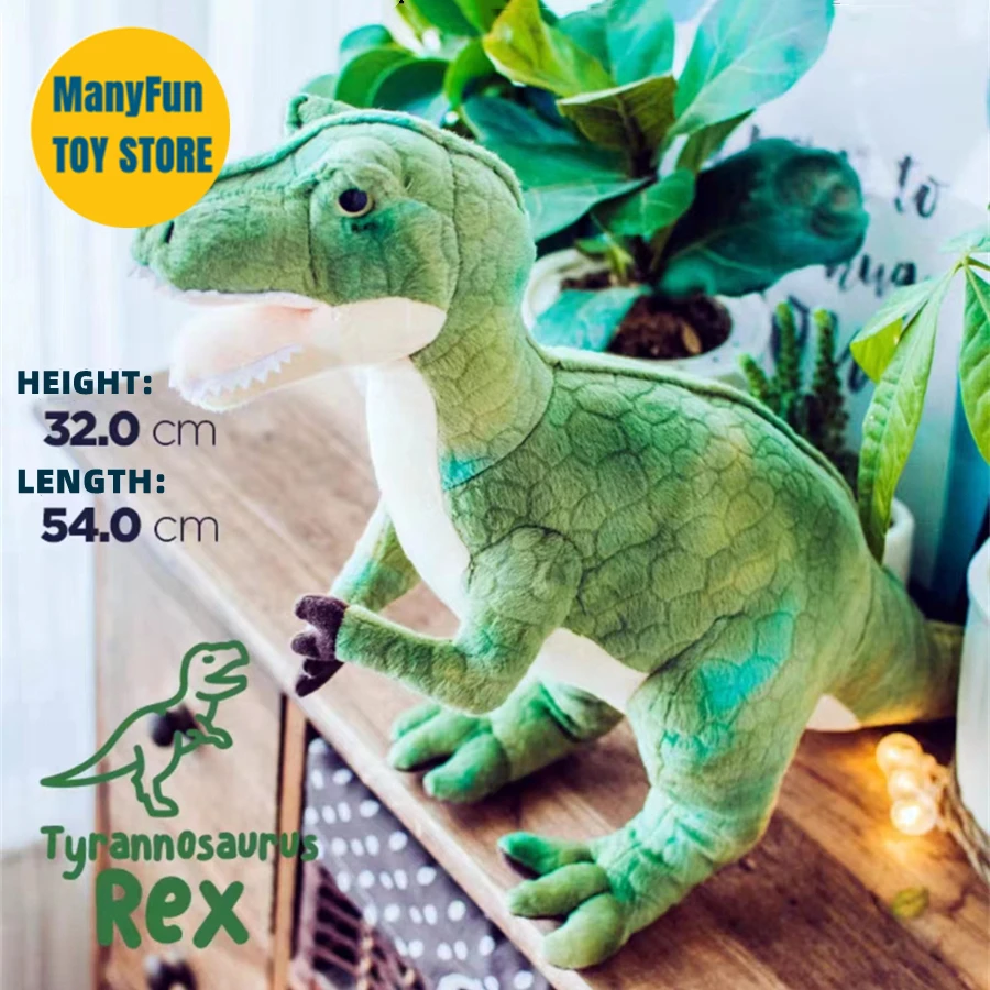 T-Rex High Fidelity Anime Cute Jurassic Plushie Dinosaur Plush Toys Lifelike Animals Simulation Stuffed Doll Kawai Toy Gifts Kid