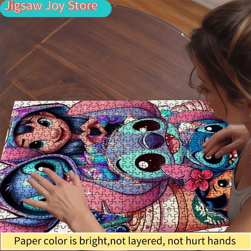 1000 elementów kolorowego puzzle z postaciami z kreskówek |   Żywy abstrakcyjny design, wzór animacyjny, wymagający i zabawny, Fam