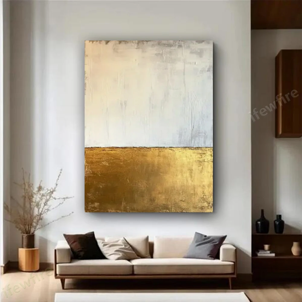 

Contemporar Artist Handmade Abstract Gold Foil Oil Paintings Decor Living Room Large Size Wall Art Pictures for Home Decor Wall
