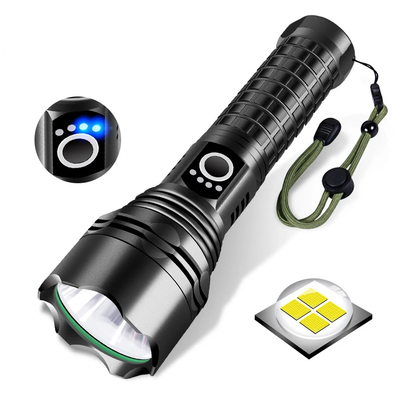 P50 Strong Light Flashlight with Power Display Aluminum Alloy Outdoor Searchlight USB Charging  Multi Tool Equipment Water Proof