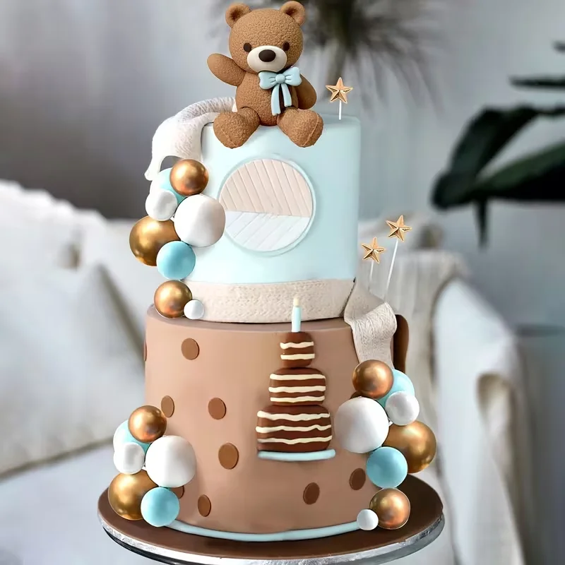 22pcs Gender Reveal Cake Toppers Teddy Bear Ball Cake Decoration Gender Reveal Kids Birthday Party Decor Supplies Baby Shower - view 5