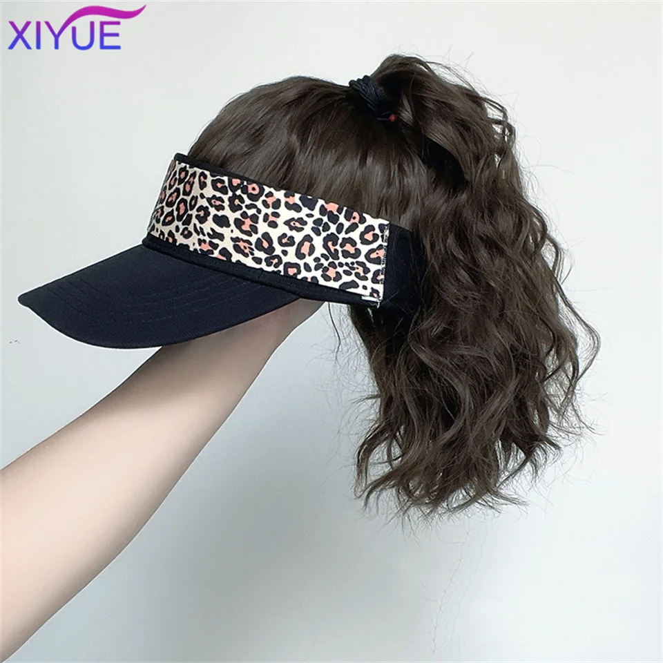 Synthetic Natural Curly Hair Ponytail Extension Wig Straight Travel Beach Shade Baseball Cap All-in-one Easy to Wear Hat Wig