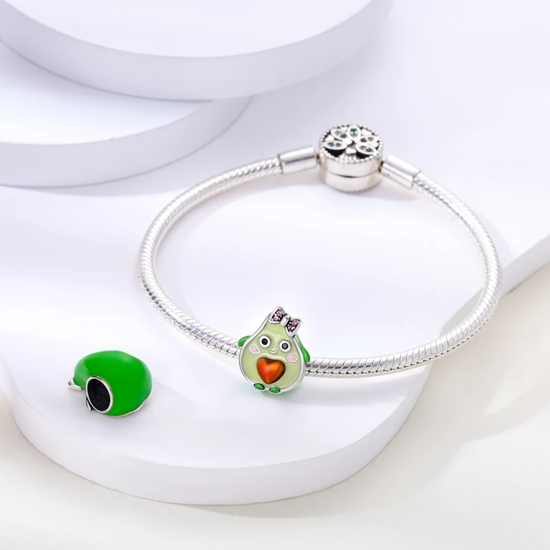925er Sterlingsilber, grüne Serie, Avocado-Anhänger, Kaktus-Charms, Perlen, passend für Original-Armbänder, Damen-DIY-Schmuck – Detail 30