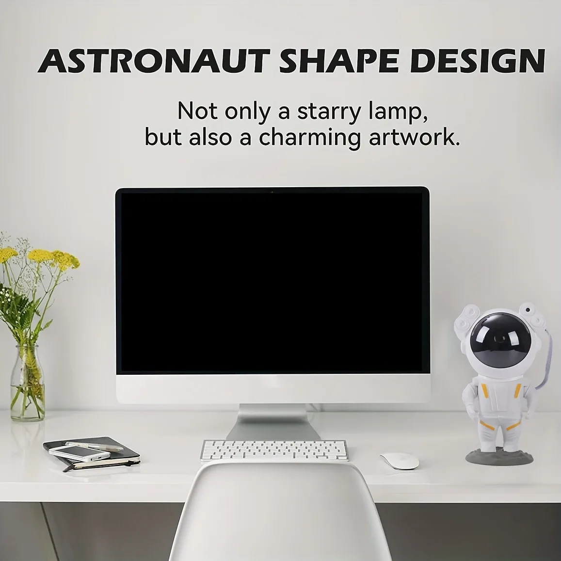 Astronaut Star Projector: Galaxy Space Night Light with 360° Rotation, Remote Control, and Detachable Base - Perfect for Bedroom