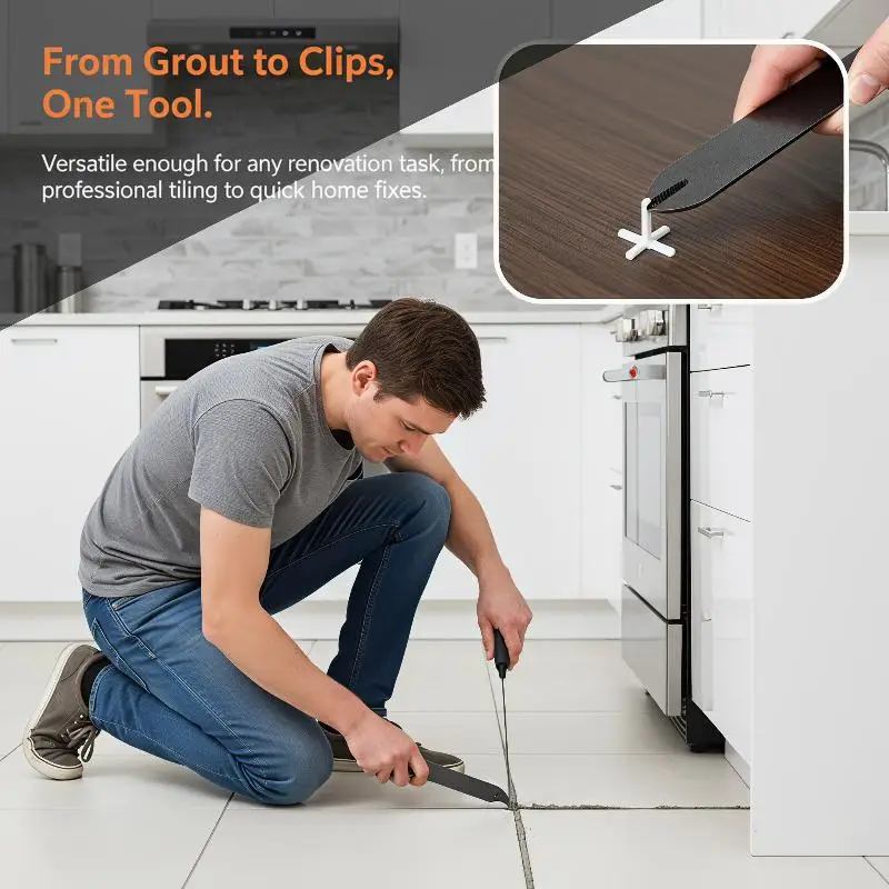Folding Grout Remover Manganese Steel Seam Cleaning Hook Professional Tile Sealant Scraper for Wall Floor Bathroom Gap Cleaning