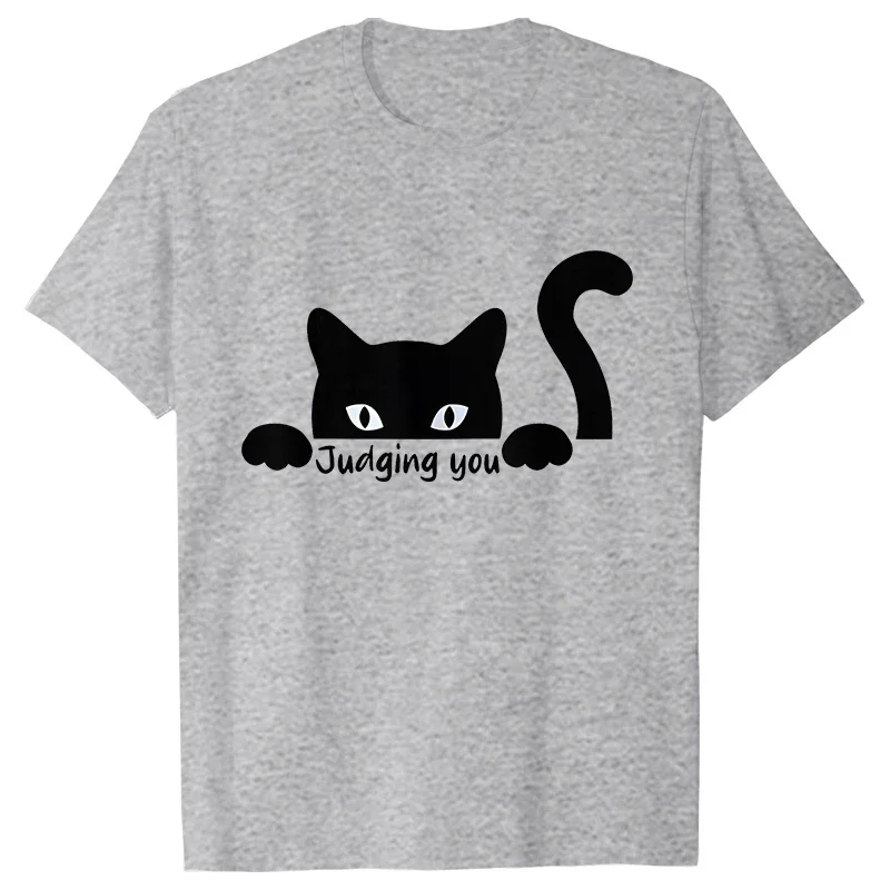 Funny Black Cat Men T-shirt Summer Harajuku Fashion Male Breathable Aesthetic Oversized Clothing Ulzzang Tees Graphic Y2k Tops