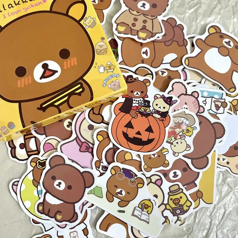 Kawaii Rilakkuma Stickers Cartoon Small Pattern Cute Good Looking Student Hand Account Decoration Room Stickers Accessories Gift