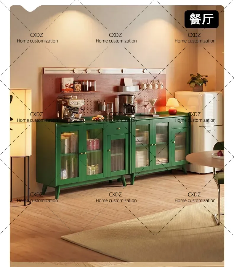 Glass Wooden Cabinets Narrow Drawers Kitchens Green Cupboard Cabinets Design Shelving Aparador De Sala De Estar Home Furniture