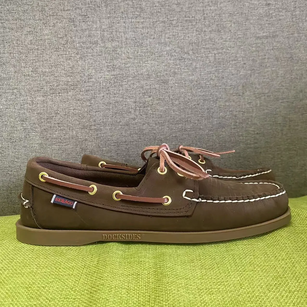 

Men Homme Authentic Sebago Docksides Shoes - Premium Leather Moc Toe Lace Up Boat Shoes 312A