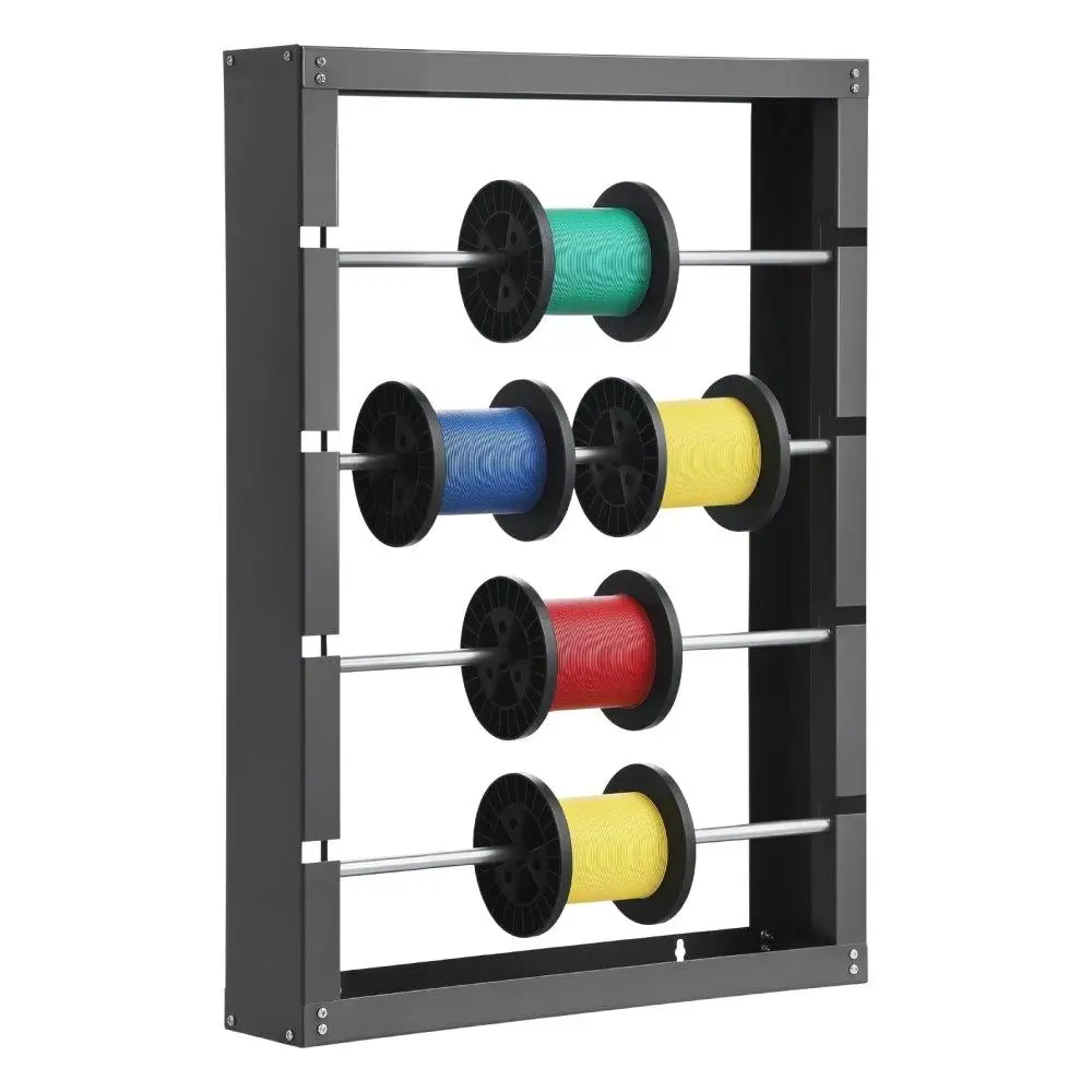 

Adjustable Wall Mounted Wire Spool Rack for 150 lbs Capacity with 4 Rods Durable Storage Solution