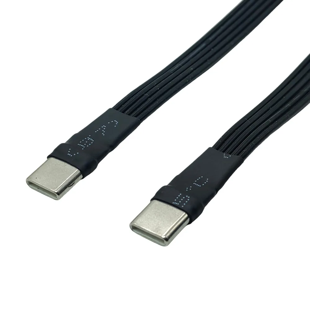 Type-C Flat Flexible Cable Type-c Male to Male/Female Data L-shaped Elbow Right Angle DIY Flat Silicone Cable