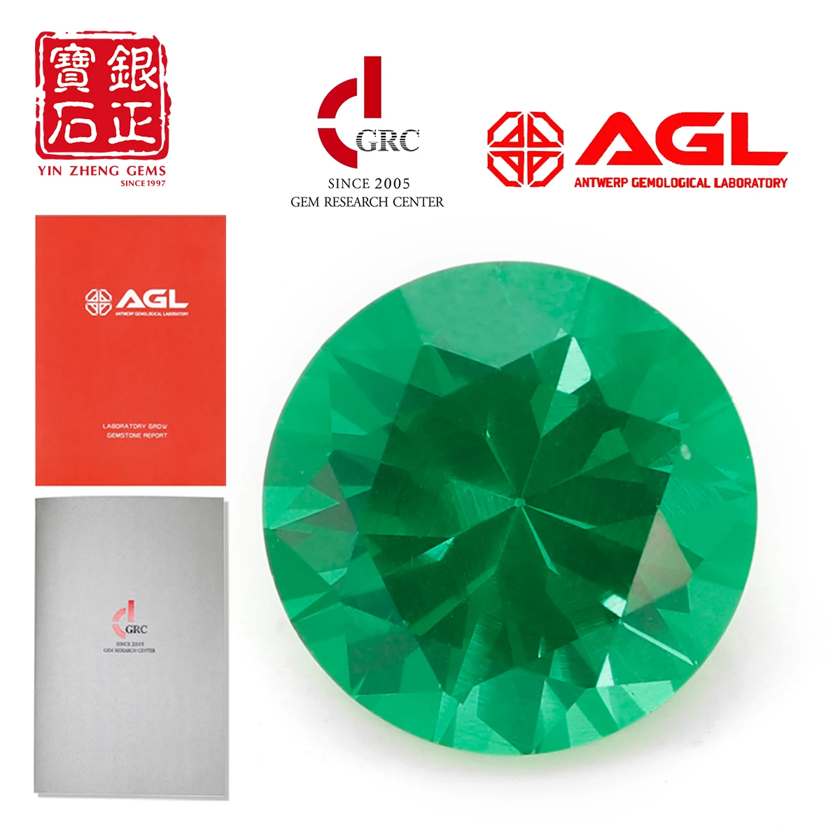 

YinZheng Lab Grown Tsavorite Flame Melted Round Shape Can Be Provide GRC Or AGL Certificate Synthetic Cultivate Tsavorite