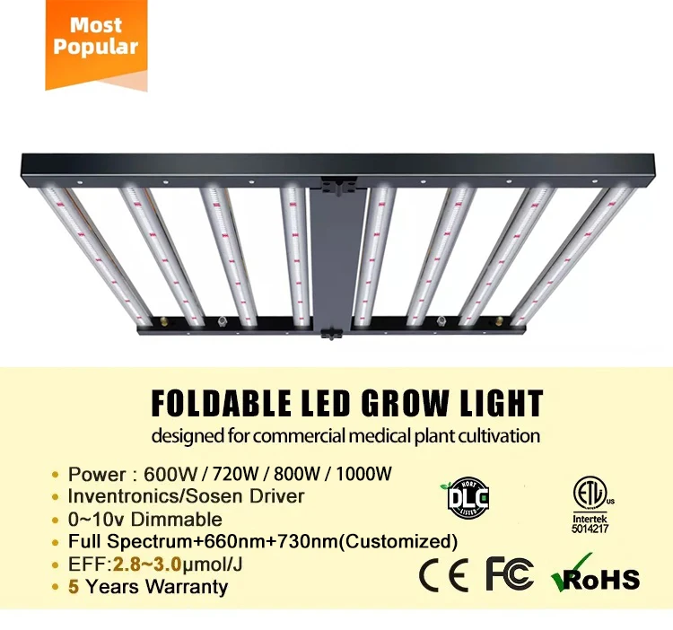 Stock Led Grow Lights 1000W  Full Spectrum Dimmable Indoor Hydroponic Grow Light