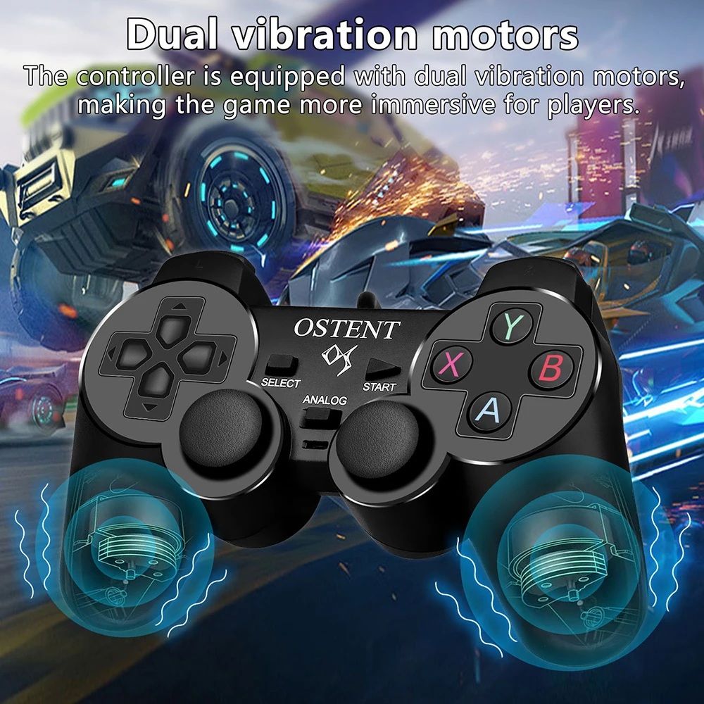 OSTENT Wired Analog Controller Gamepad Joystick Joypad for Sony Playstation PS2 PS1 PS One PSX Console Dual Shock Vibration