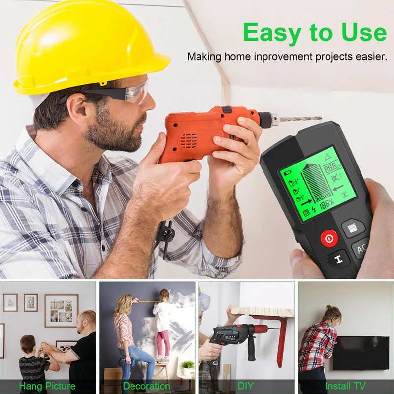 1 Piece Stud Finder Wall Scanner-5 In 1 Wall Detector Electronic Stud Sensor Plastic Pipe Joist Beam Finders Edge Center Finder