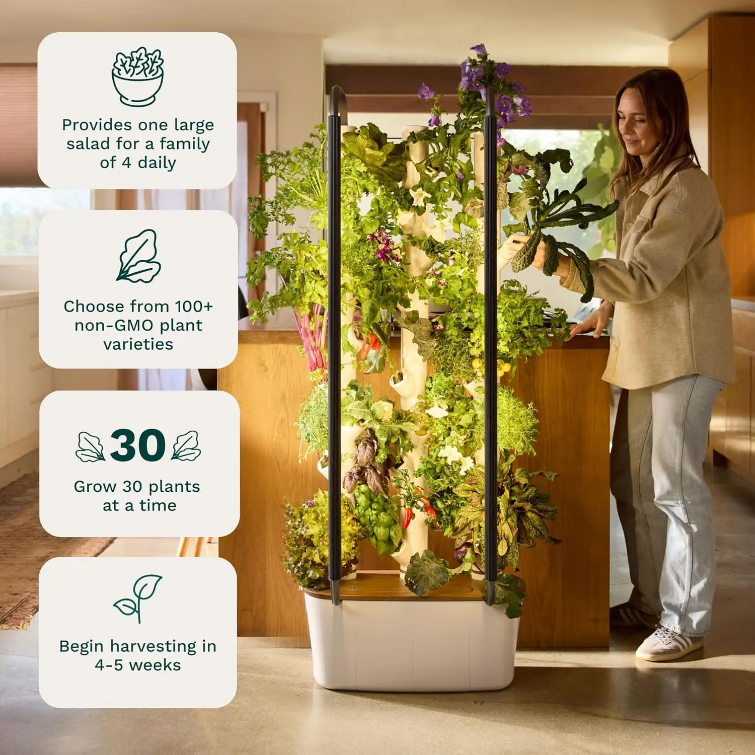 Smart Indoor Gardening System Commercial Vertical Farming 30 Non-GMO Plants Planter LED Grow Agricultural Greenhouses