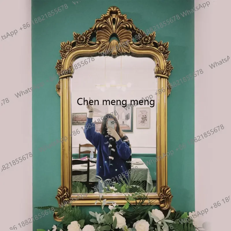 M182 European retro wall-mounted bathroom mirror decorative mirror baroque fireplace porch French classical mirror