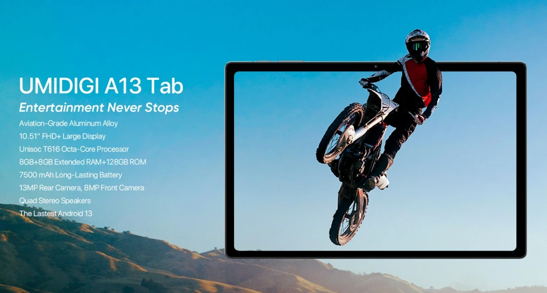 

UMIDIGI A13 Tab, CPU T616 120Hz 10.51 inches, Flagship-Level Trendy Design Cost-effective 4G Calling Tablet, 8GB RAM, 128GB ROM