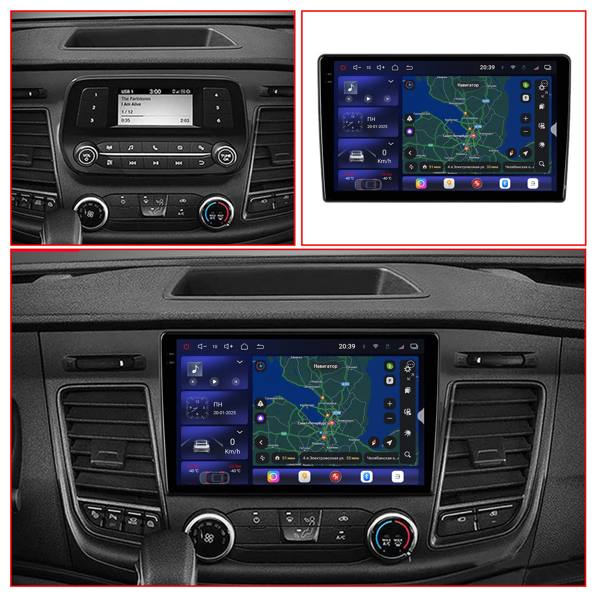 Redpower Crystal Sound 850 Pro Max Android Car Radio Player Screen for Ford Transit 350 2020 - 2021 CarPlay Bluetooth Hi-Fi