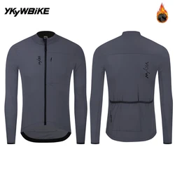 YKYWBIKE Men's Cycling Jacket 10-20°C Waterproof Windproof Bicycle Windbreaker Warmth Fleece Road Bike Jacket Cycling Clothing